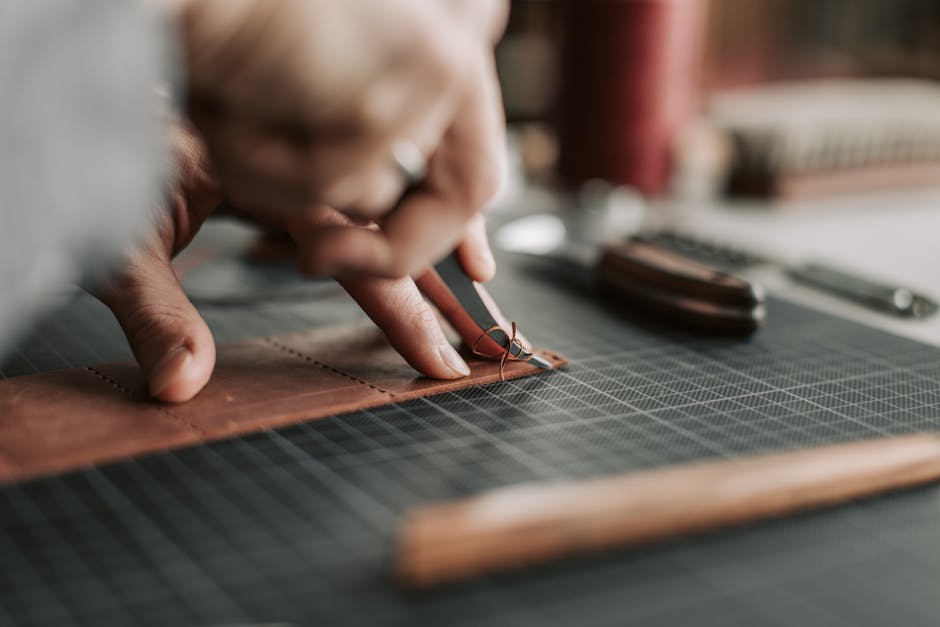 Modern apparel design workspace with fabric samples and sketches